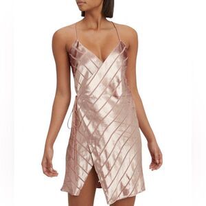 Michelle Mason velvet stripes silk mini dress